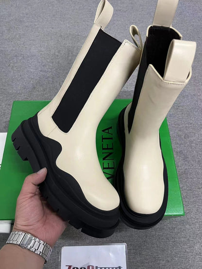 Bottega Veneta Tire Chelsea Boots "Beige-Black"