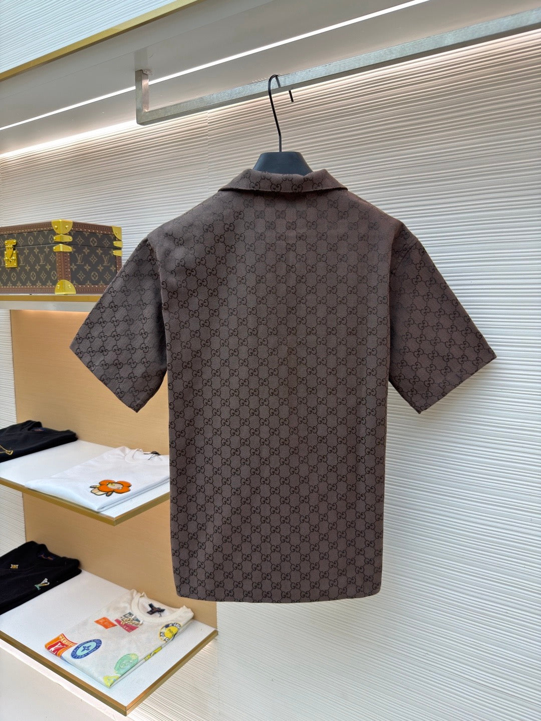 Gucci GG Canvas Linen Blend Bowling Shirt "Brown"