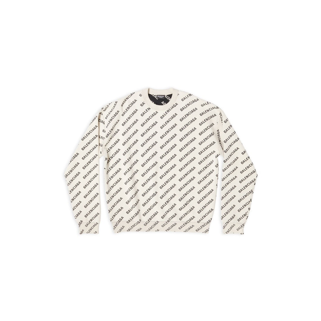 Balenciaga All-Over Logo Sweater "White-Black"