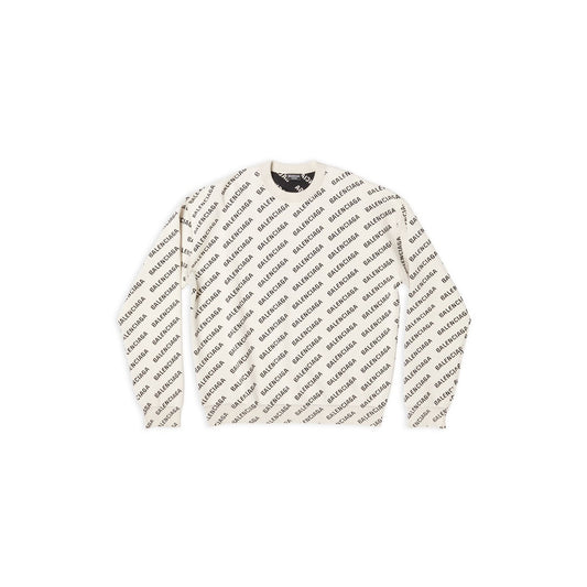 Balenciaga All-Over Logo Sweater "White-Black"