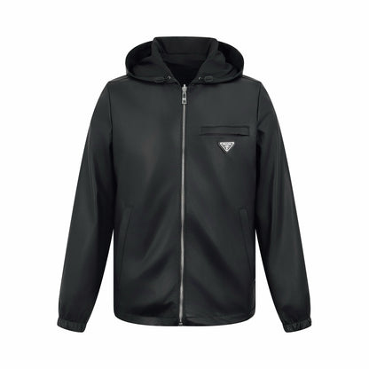 Prada Reversible Nappa Leather and Re-Nylon Jacket "Black"