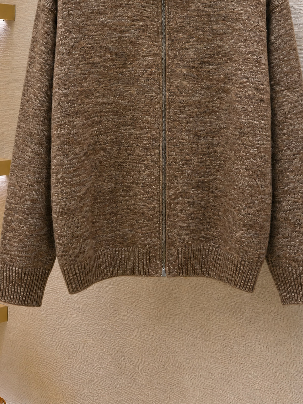 Loewe Zip-up Cardigan in Cotton, Linen and wool "Beige"
