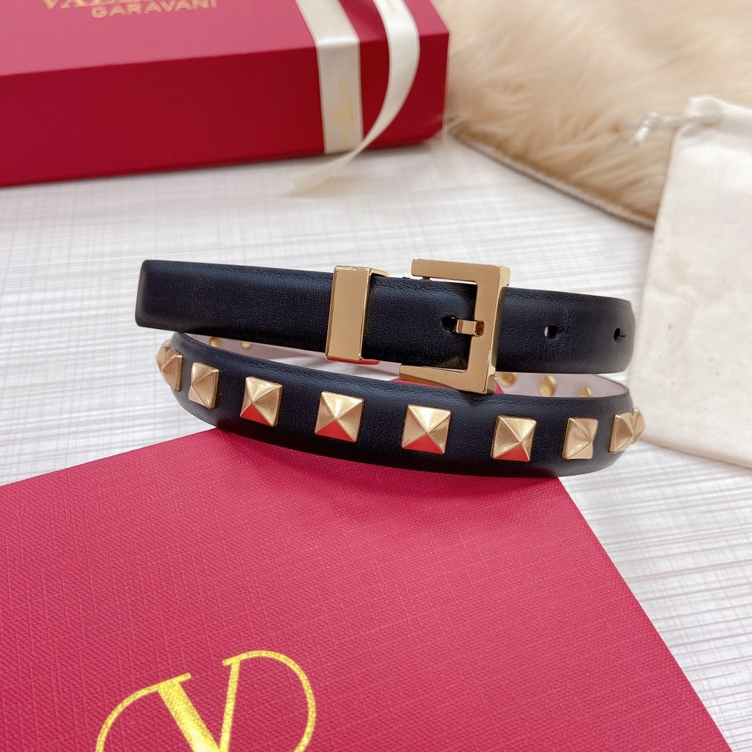 Valentino Rockstud 20mm Leather Belt "Black"