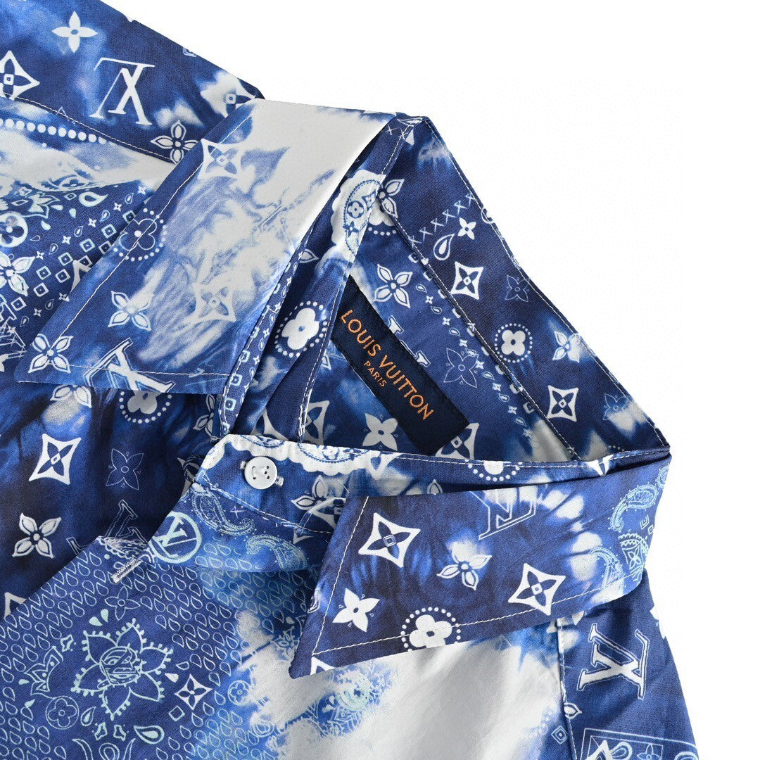 Louis Vuitton Monogram Bandana Short Shirt "Blue-White"