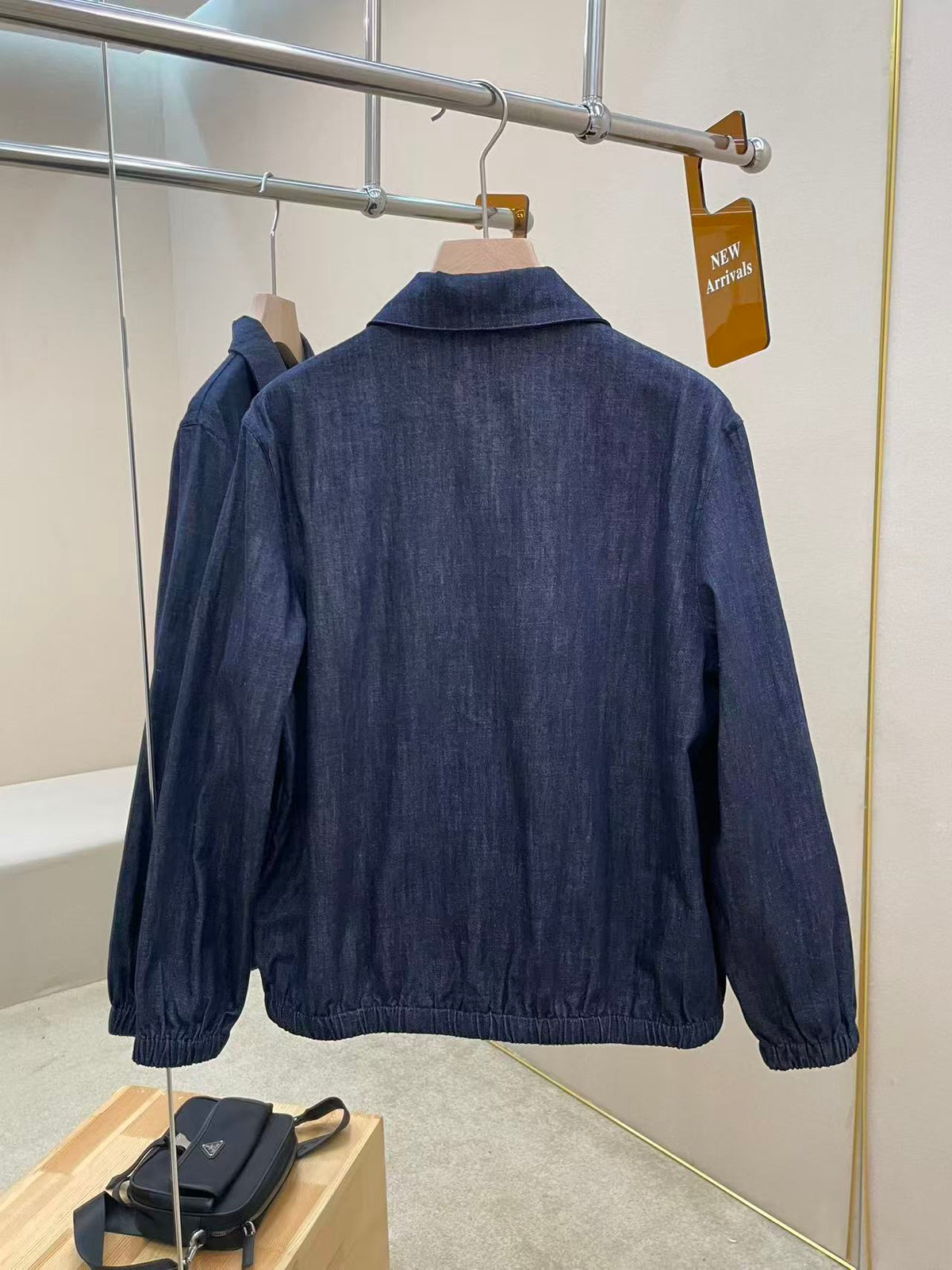 Prada Chambray Denim Blouson Zipper Jacket