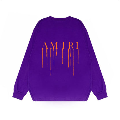 Amiri Paint Drip AM Logo Sweatshirt "Purple-Orange"