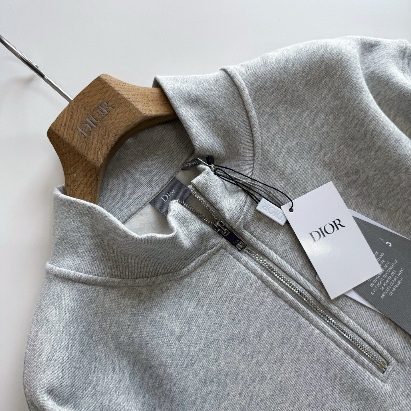 Dior Zip-neck Sweatshirt "Grey Cotton Fleece"