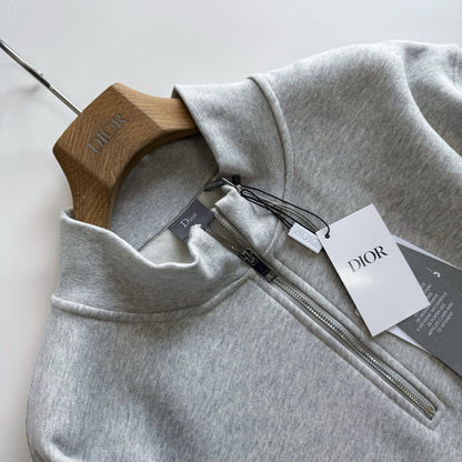 Dior Zip-neck Sweatshirt "Grey Cotton Fleece"