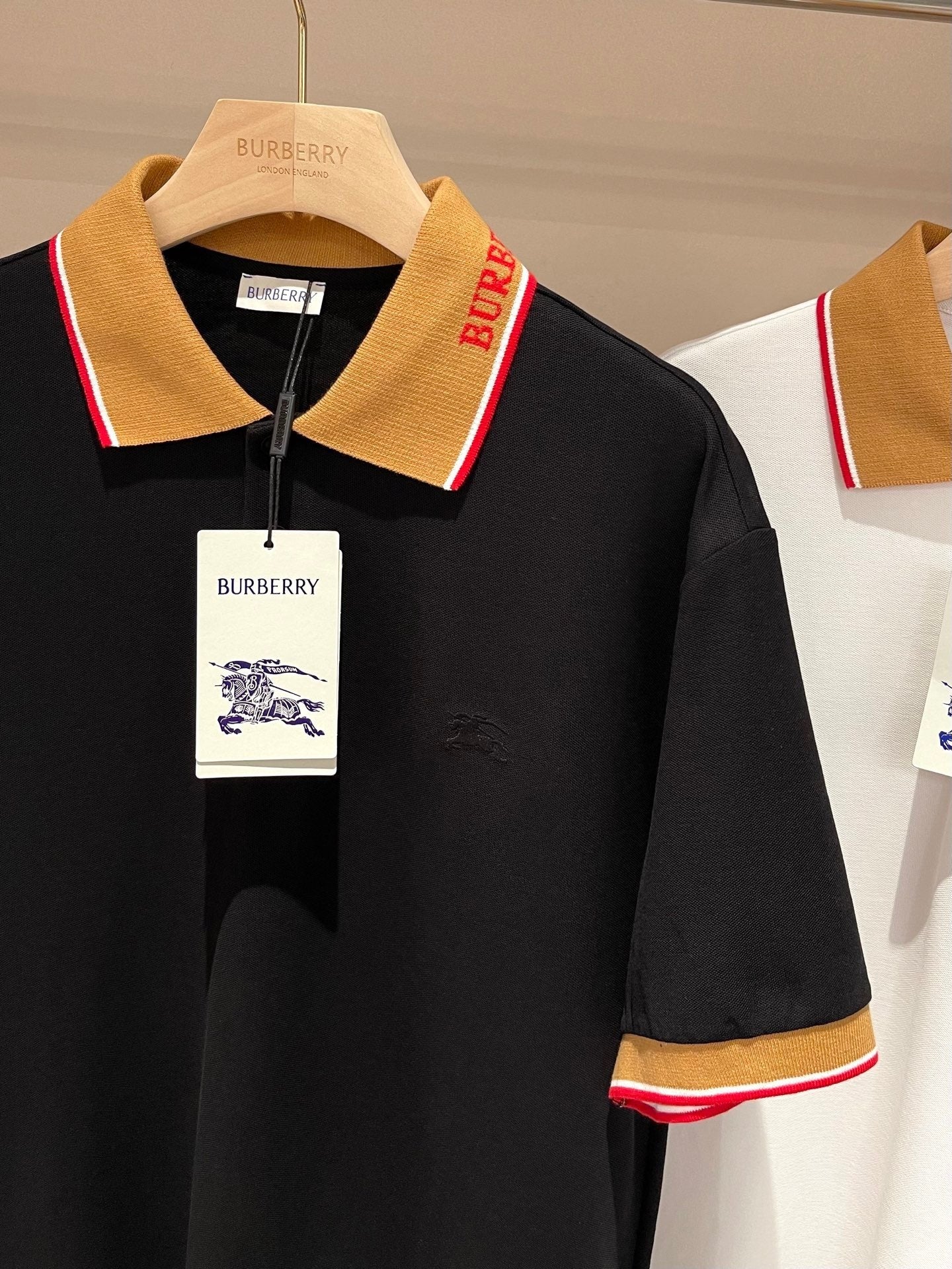 Burberry Logo Collar Cotton Polo Shirt "Black"