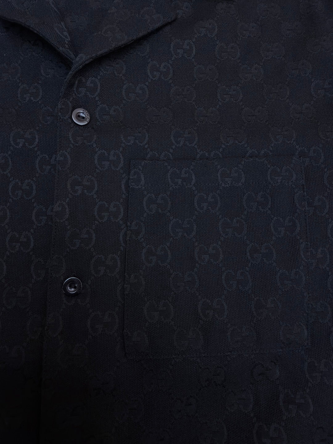 Gucci GG Canvas Linen Blend Bowling Shirt "Black"
