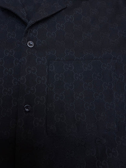 Gucci GG Canvas Linen Blend Bowling Shirt "Black"