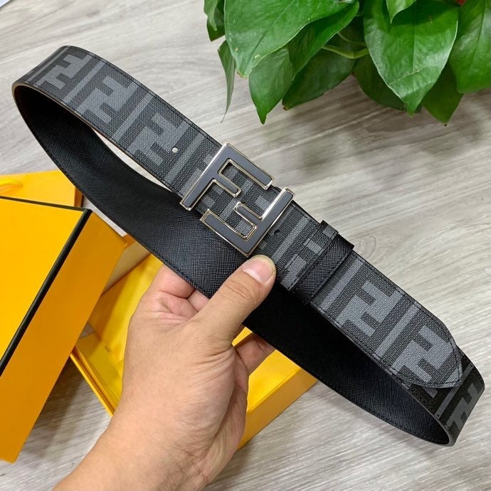 Fendi FF Squared 40mm Leather Reversible Belt "Black"