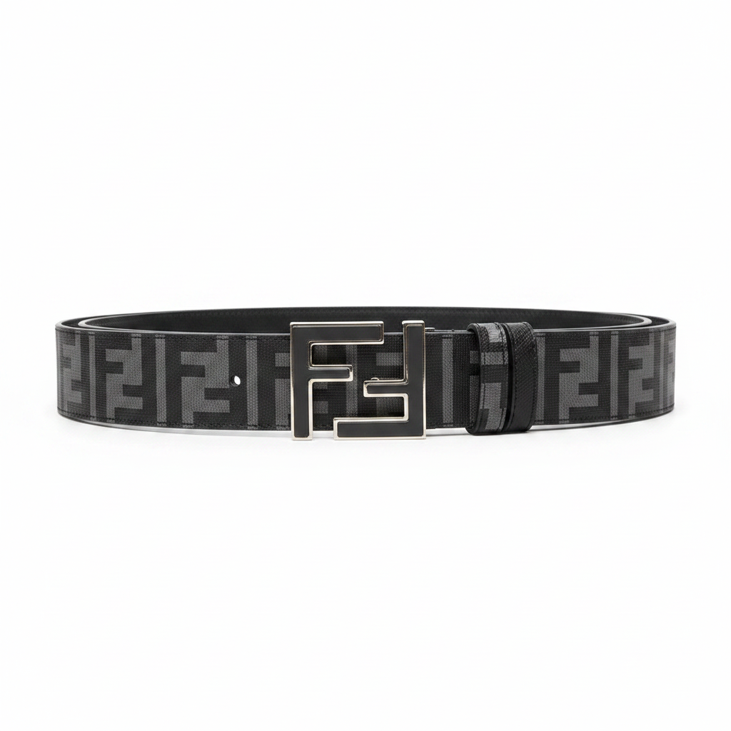 Fendi FF Squared 40mm Leather Reversible Belt "Black"