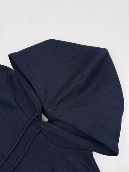 Dior Oblique Hooded Sweatshirt "Navy Blue Cotton-Blend Jersey"