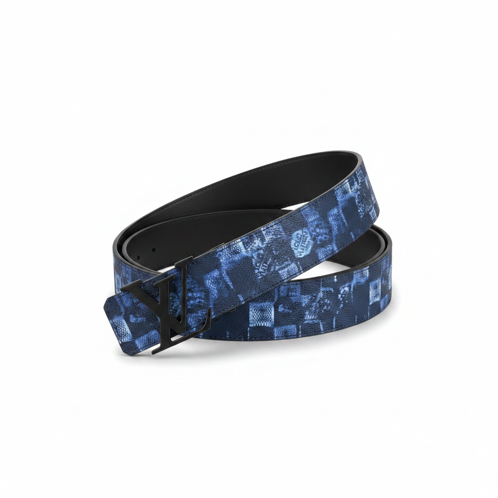 Louis Vuitton LV Initiales Reversible Belt "Damier Salt Navy-Black" and "Black"