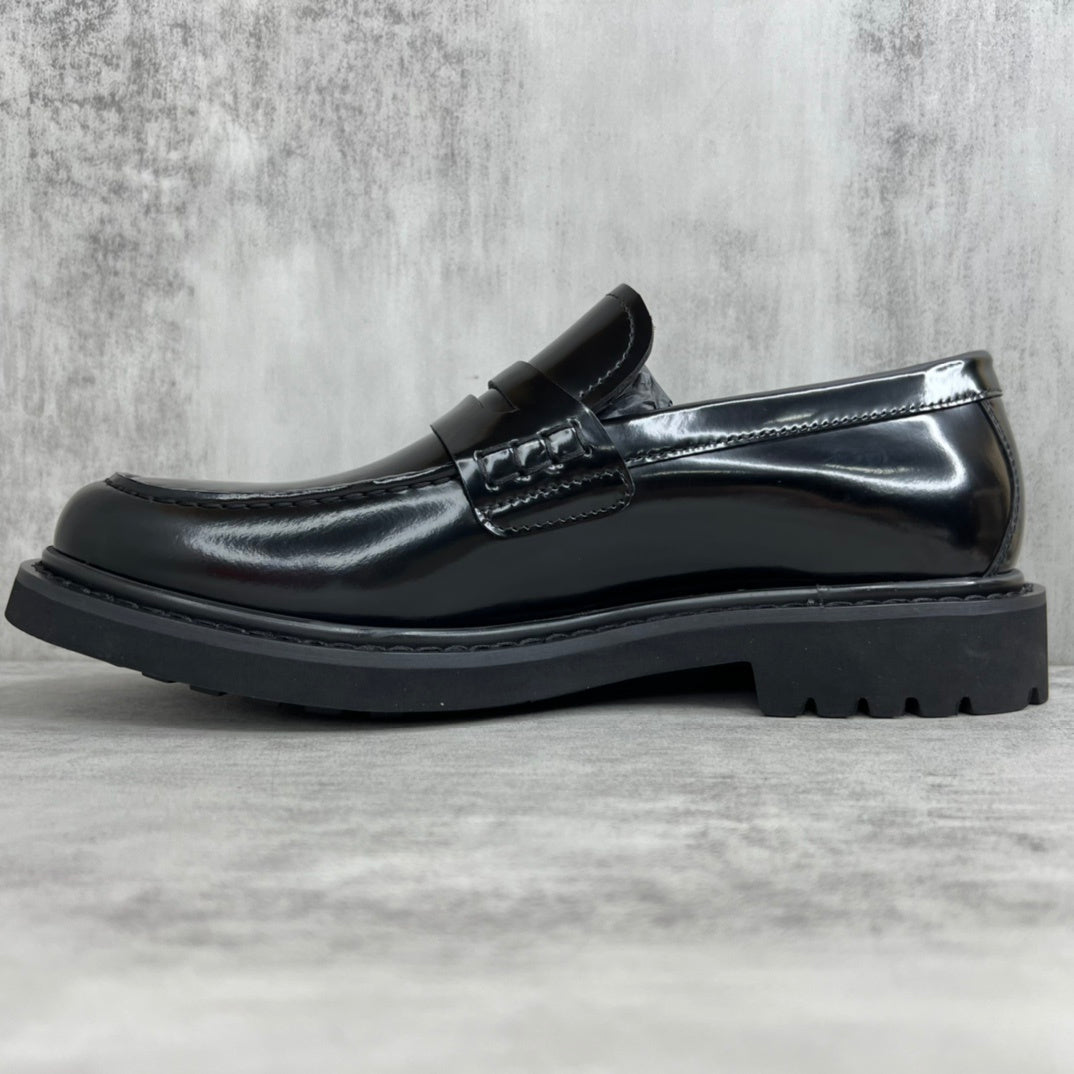 Dior Leather Loafers Strap "Black"