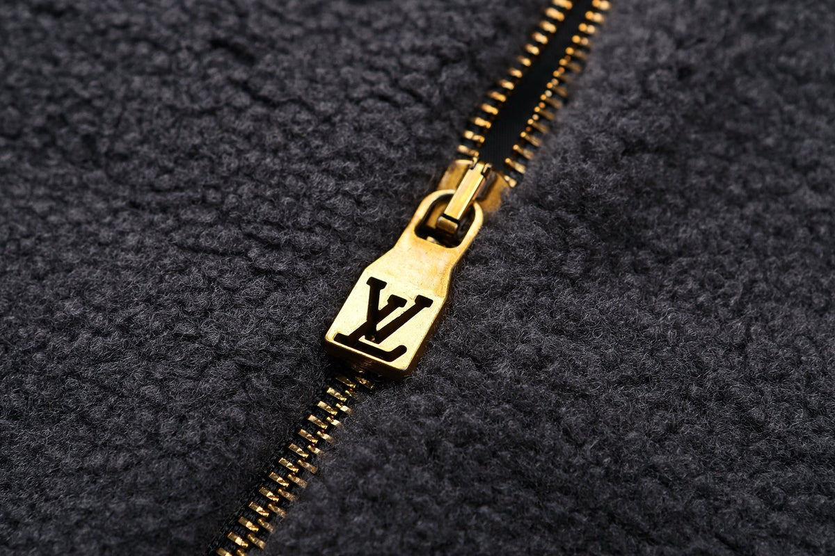 Louis Vuitton Fleece Jacket with Leather Patch "Grey"
