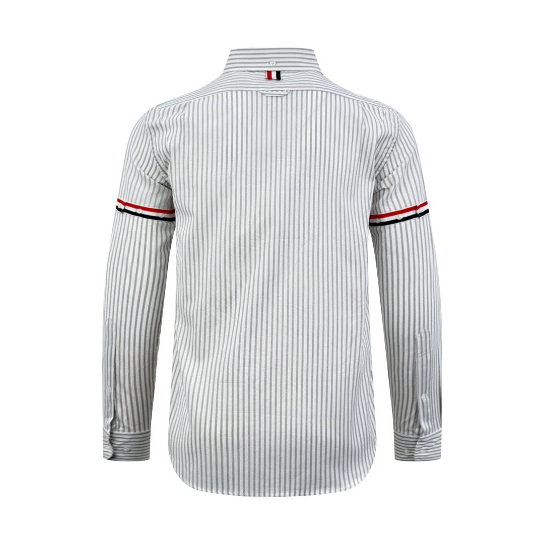 Thom Browne Striped Cotton Armband Shirt "White-Grey"