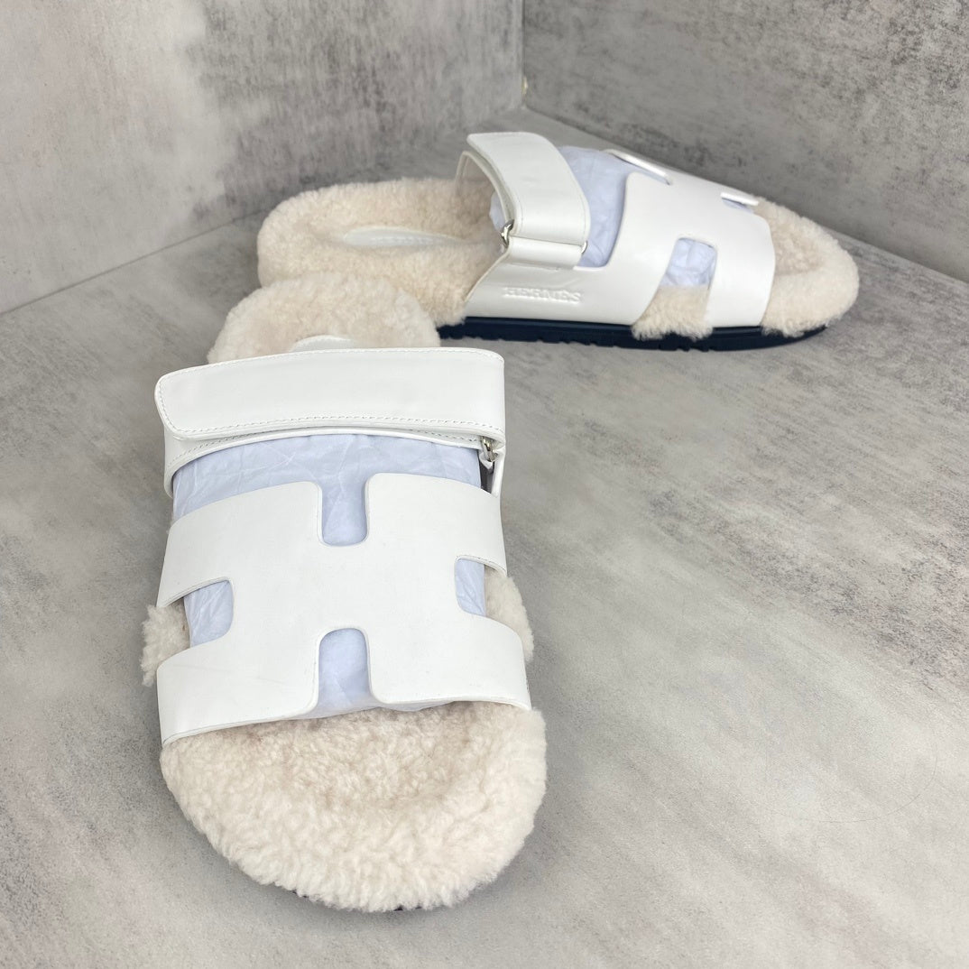 Hermes Chypre Sandals "White"