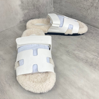 Hermes Chypre Sandals "White"