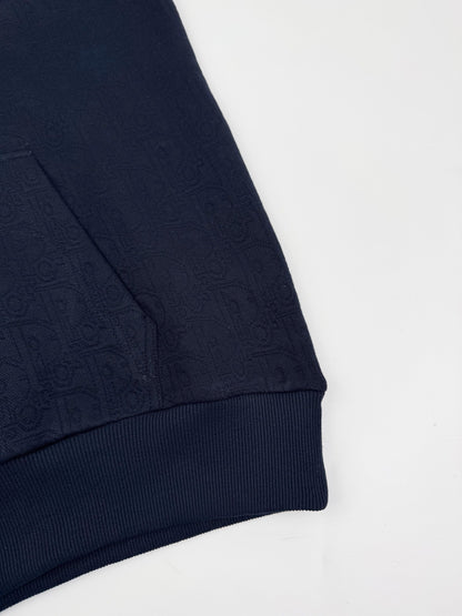 Dior Oblique Hooded Sweatshirt "Navy Blue Cotton-Blend Jersey"