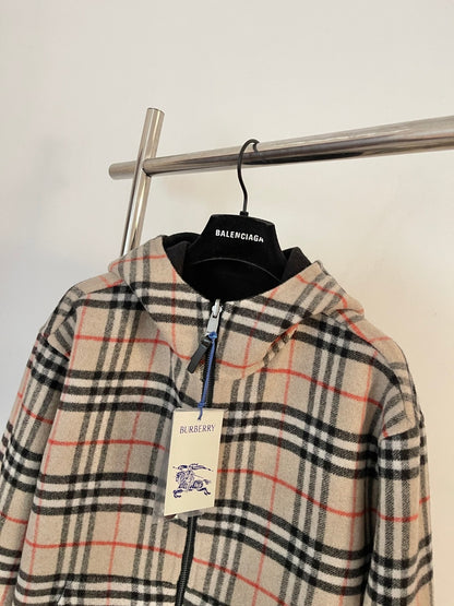 Burberry Reversible Wool Hooded Jacket "Black" and "Beige"