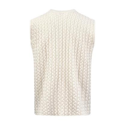 Loewe Anagram Cable-Knit Wool Vest "White"