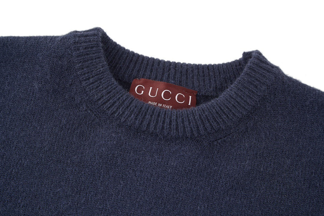 Gucci Wool Sweater with Gucci Intarsia "Dark Blue"
