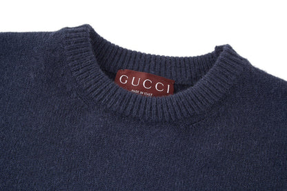 Gucci Wool Sweater with Gucci Intarsia "Dark Blue"