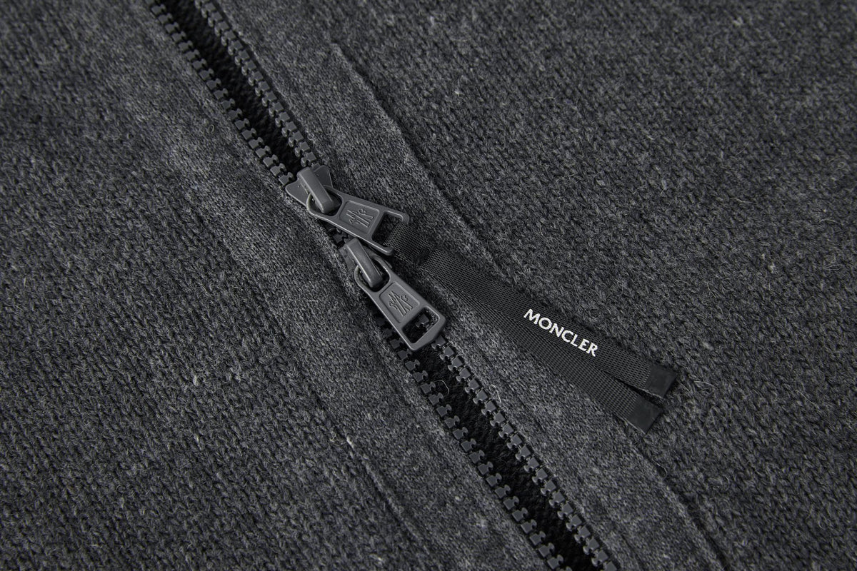 Moncler Cashmere & Wool Zip-Up Cardigan "Grey"