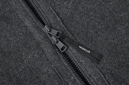 Moncler Cashmere & Wool Zip-Up Cardigan "Grey"