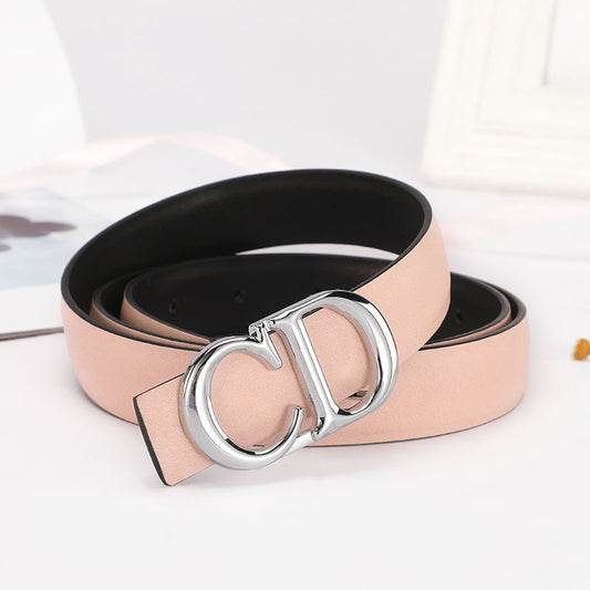 Dior Leather Belt "Pink-Silver"