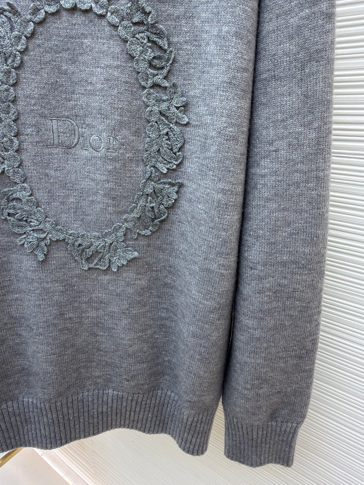 Dior Médaillon Sweater "Gray Wool-Alpaca Knit"