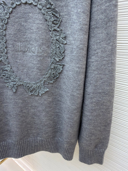 Dior Médaillon Sweater "Gray Wool-Alpaca Knit"