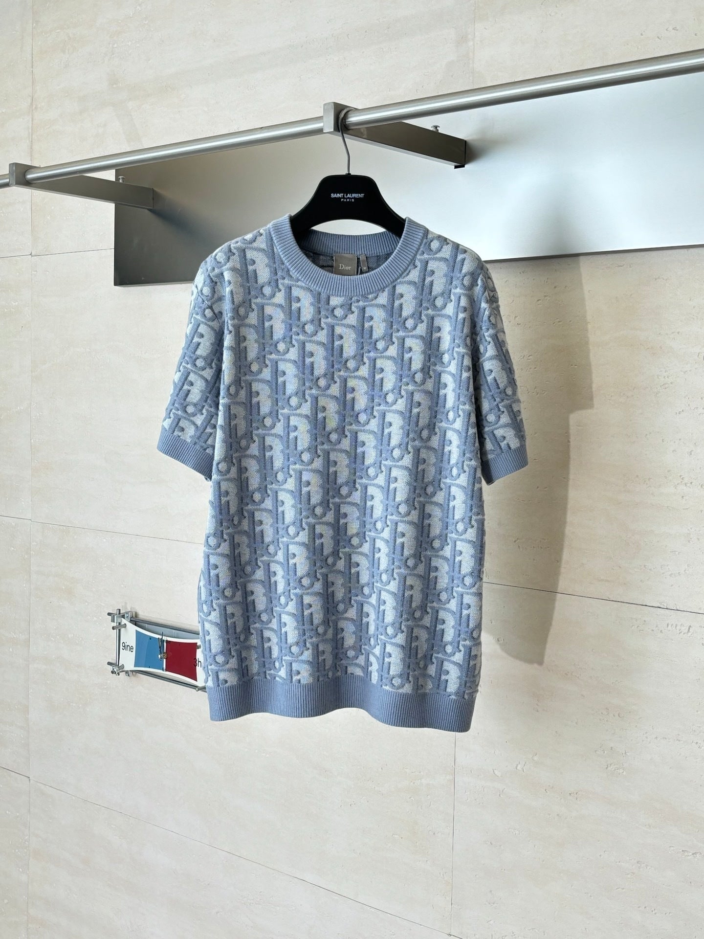 Dior Oblique T-Shirt "Blue Cotton-Wool-Silk Jacquard"