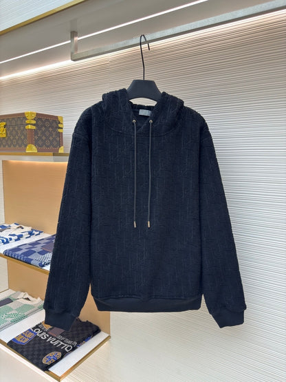 Dior Oblique Hooded Sweatshirt "Navy Blue Cotton Fleece"
