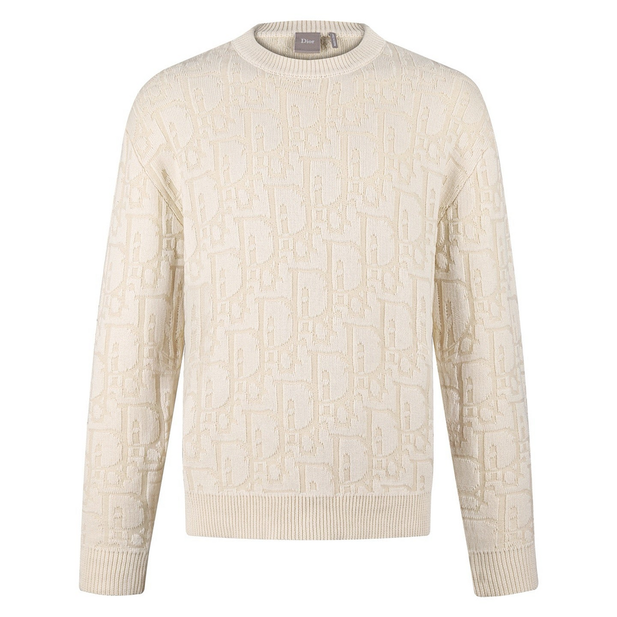 Dior Oblique Sweater "Ecru Cotton-Blend Jersey"