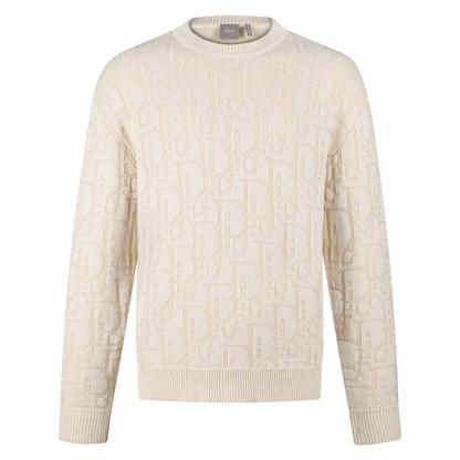 Dior Oblique Sweater "Ecru Cotton-Blend Jersey"