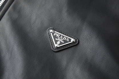 Prada Leather Bomber Jacket "Black"