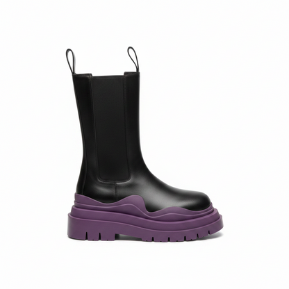 Bottega Veneta Tire Chelsea Boots "Black-Purple"