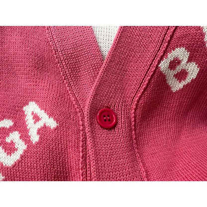 Balenciaga All-Over Logo Cardigan "Pink-White"