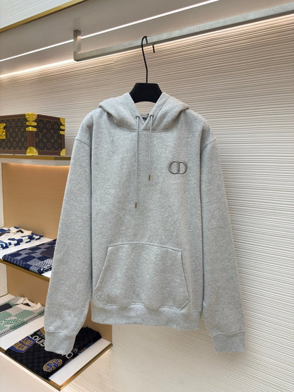 Dior CD Icon Hooded Sweatshirt "Gray Cotton Fleece"