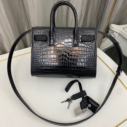 Saint Laurent Sac De Jour in Crocodile-Embossed Leather-Nano
