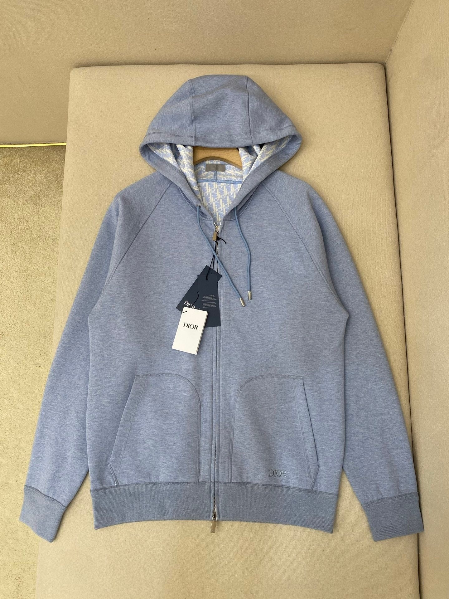 Dior Hooded Track Jacket "Gray Cotton and Cashmere Knit"