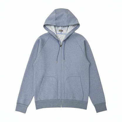 Dior Hooded Track Jacket "Gray Cotton and Cashmere Knit"