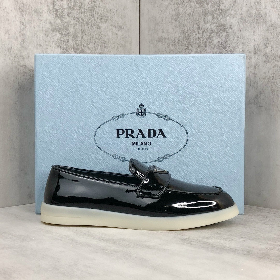 Prada Triangle-Logo Leather Loafers "Black"