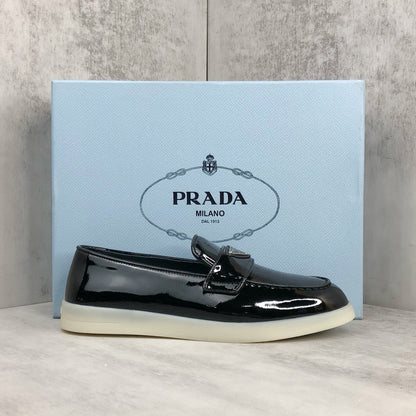 Prada Triangle-Logo Leather Loafers "Black"