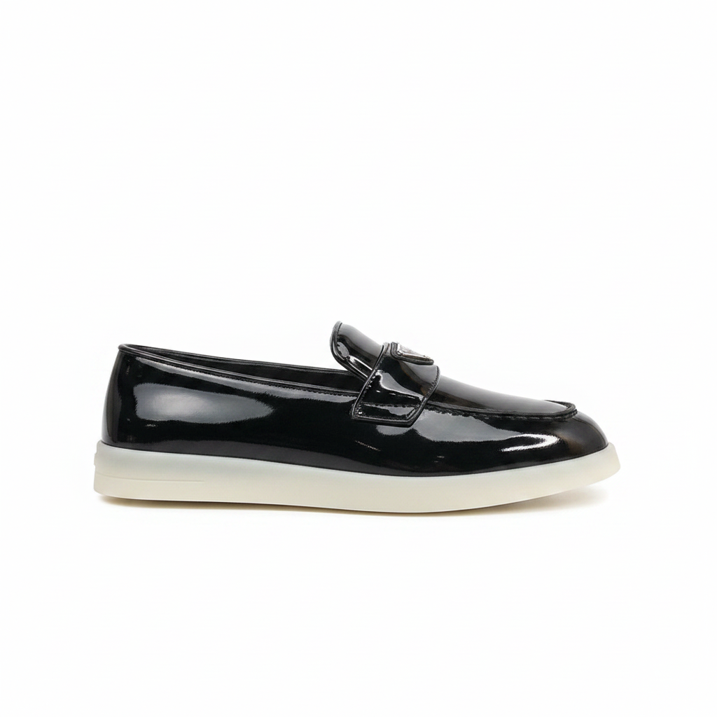 Prada Triangle-Logo Leather Loafers "Black"