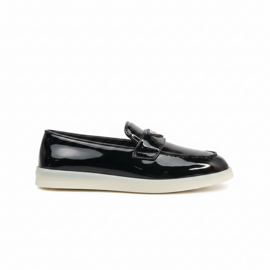 Prada Triangle-Logo Leather Loafers "Black"