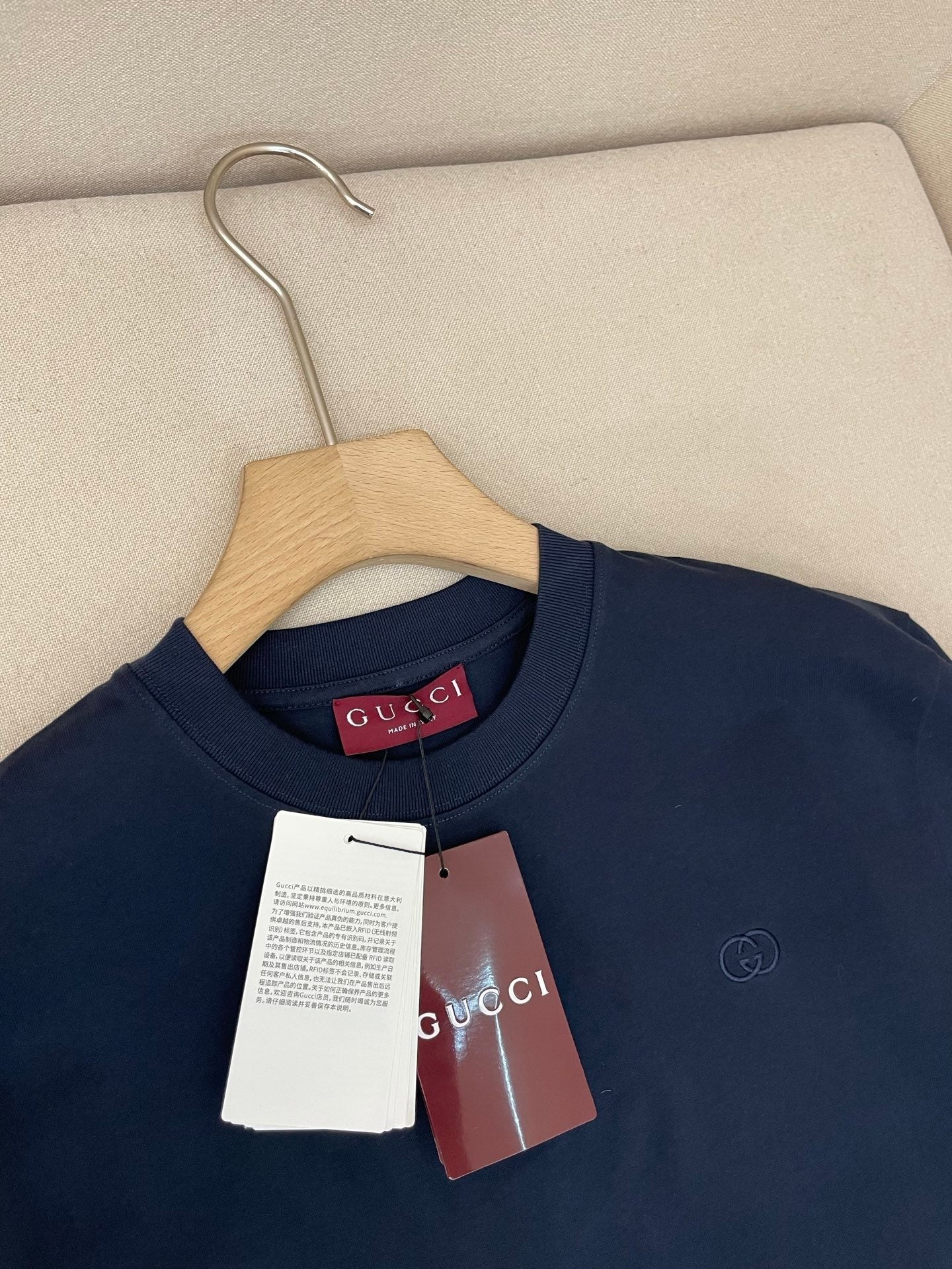 Gucci Cotton Jersey T-Shirt with Embroidery "Dark Blue"